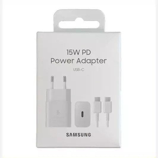 شارژر گوشی 15 وات سامسونگ با کابل دو سر Type C اورجینال صد در صد ( گارانتی 6 ماهه ای تی لینک)