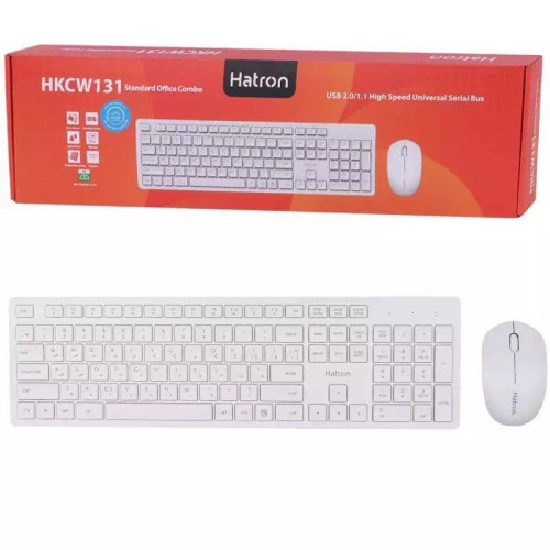 کیبورد و ماوس بی سیم هترون HKCW131 رنگ سفید( گارانتی ۱۲ ماهه فورتیم )