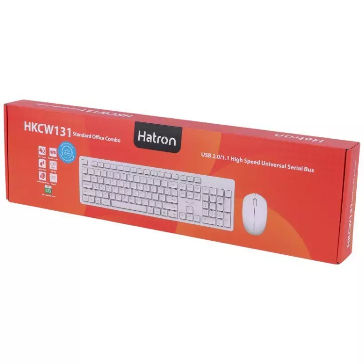 کیبورد و ماوس بی سیم هترون HKCW131 رنگ سفید( گارانتی ۱۲ ماهه فورتیم )