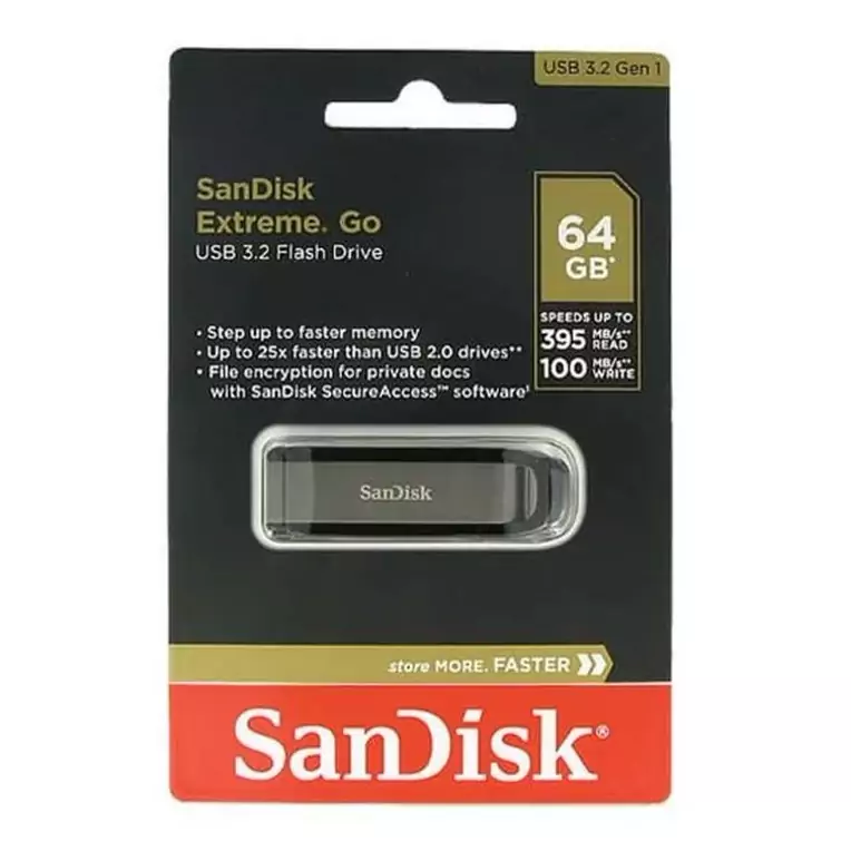 فلش سن دیسک (Sandisk) مدل  Extreme Go ظرفیت 64 گیگ