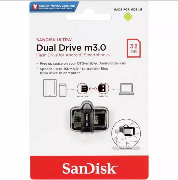 فلش سن دیسک (Sandisk) مدلDual ِِِDrive m3 ظرفیت 32 گیگ