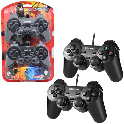 دسته بازی کامپیوتر سیم دار دوبل شوکدار مچر (Macher) مدل MR-58