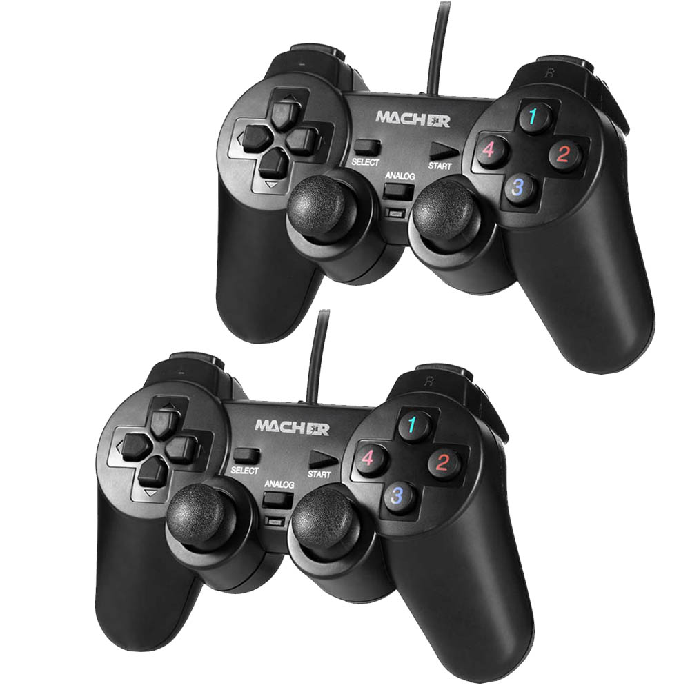 دسته بازی کامپیوتر سیم دار دوبل شوکدار مچر (Macher) مدل MR-58