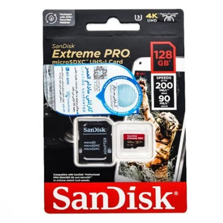 کارت حافظه سن دیسک (SanDisk ) مدل SanDisk Extreme PRO ظرفیت 128 گیگ + خشاب
