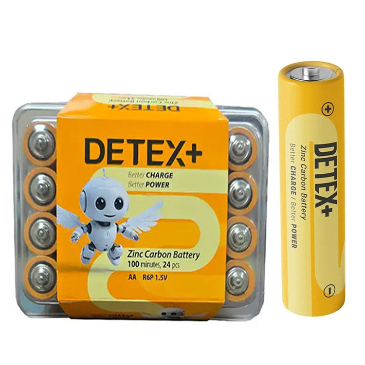 باتری نیم قلمی دیتکس پلاس (+DETEX) مدل Zinc Carbon 1.5V R3P AA ( قیمت هر عدد)