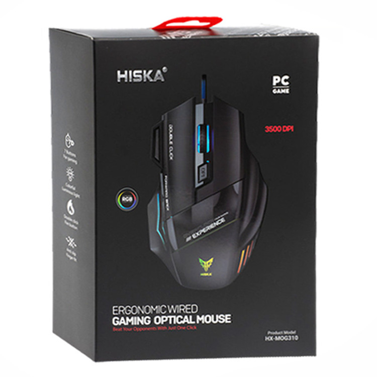 ماوس مخصوص بازی با سیم هیسکا مدل HX-MOG310 ( گارانتی 12 ماهه هیسکا سرویس)