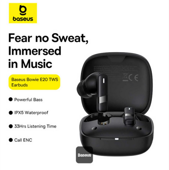 هدفون بی سیم باسئوس مدل  Bowie E20 ENC (مشکی) با 24 ماه گارانتی آونگ