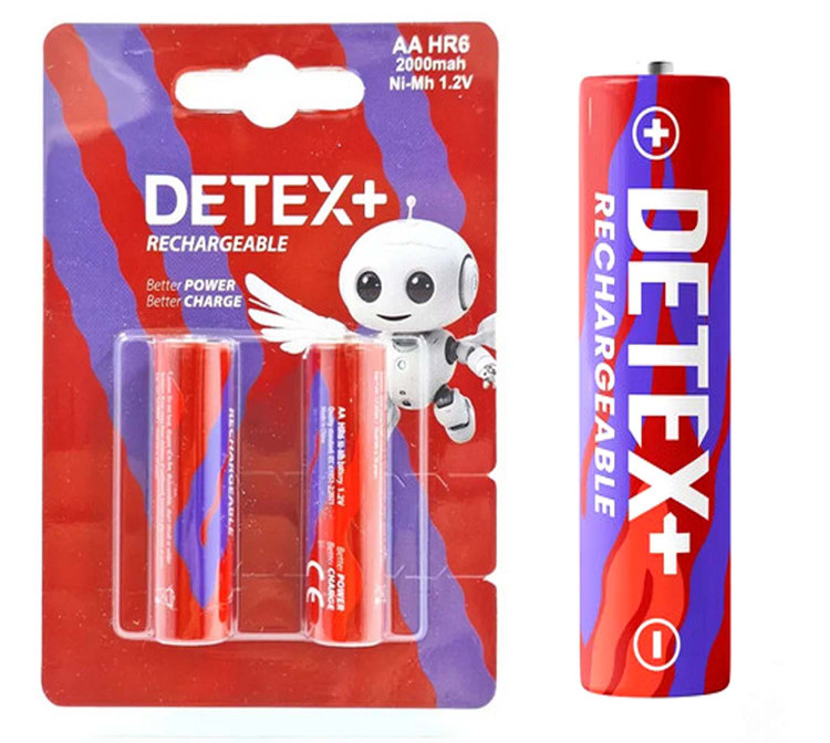 باتری نیم قلمی شارژی دیتکس پلاس (+DETEX) مدل HR06 1.2V AAA 800 mAh