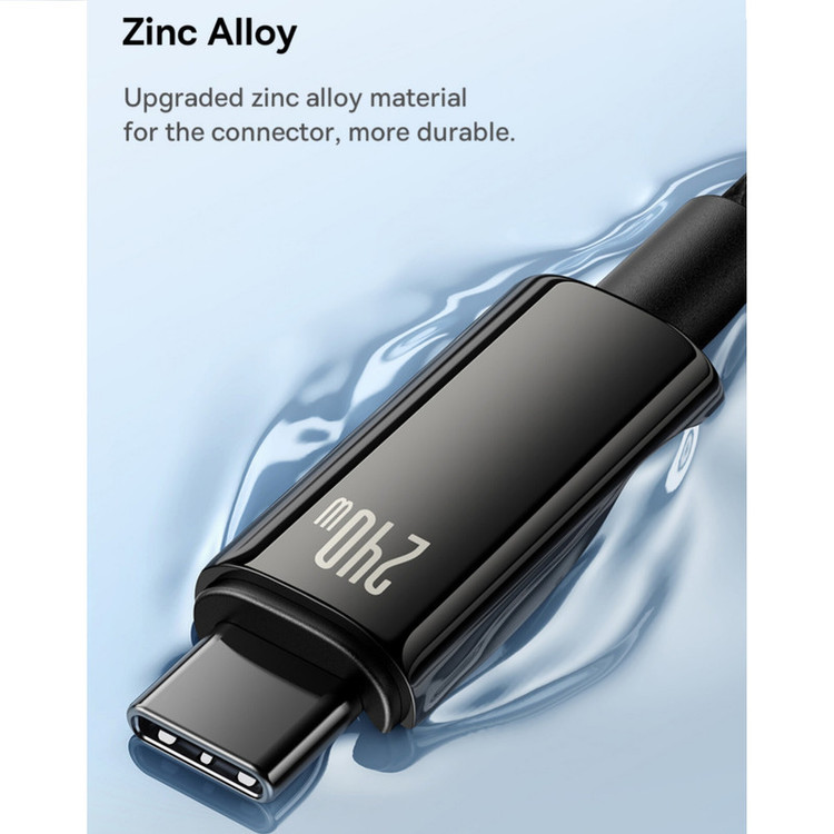 کابل شارژ TYPE-C به TYPE-C باسئوس ( baseus) فست شارژ مدلTUNGSTEN GOLD 240W باگارانتی 24 ماهه آونگ