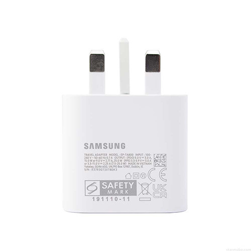 شارژر اورجینال 25 وات سامسونگ( Samsung ) اورجینال صد در صد ( 3 پین ) رنگ مشکی سفیدشارژر اورجینال 25 وات سامسونگ( Samsung ) اورجینال صد در صد ( 3 پین ) رنگ مشکی سفید