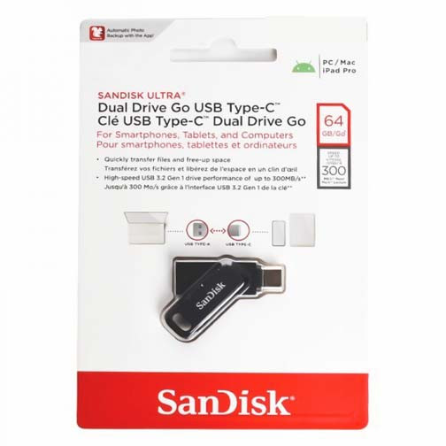 فلش مموری سن دیسک Ultra Dual Drive GO USB 3 ظرفیت 64 گیگابایت