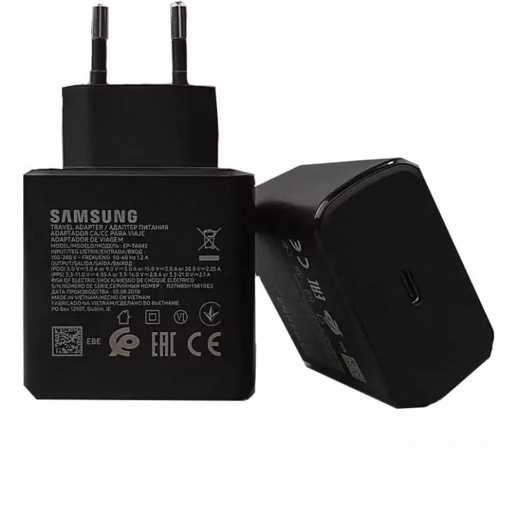 شارژر اورجینال 45 وات سامسونگ( Samsung ) به همراه کابل دو سر Type C( گارانتی 6 ماهه هیسکا )