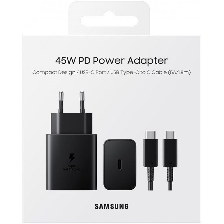شارژر اورجینال 45 وات سامسونگ( Samsung ) به همراه کابل دو سر Type C( گارانتی 6 ماهه هیسکا )