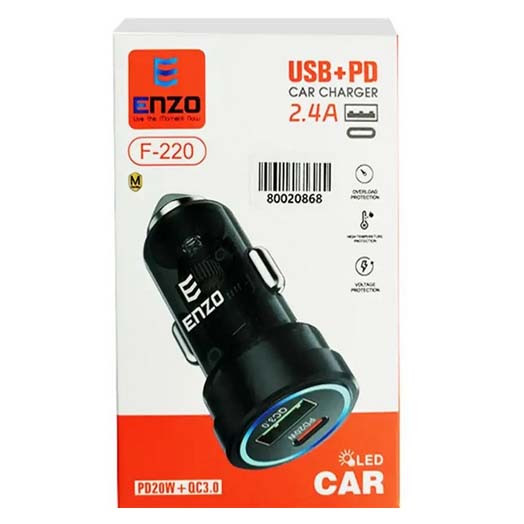 شارژر فندکی خودرو انزو مدل F 220 ( یکسال گارانتی انزو سرویس)