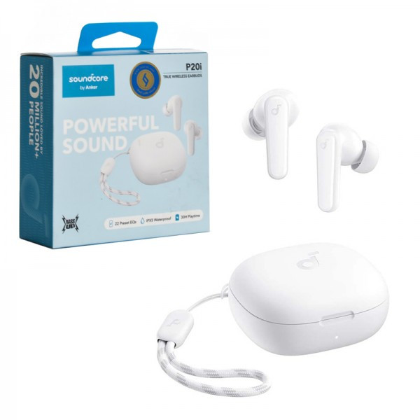 ایرپادز (هدفون بی سیم) انکر مدل P25i رنگ سفید( 18 ماه گارانتی ایران رهجو )