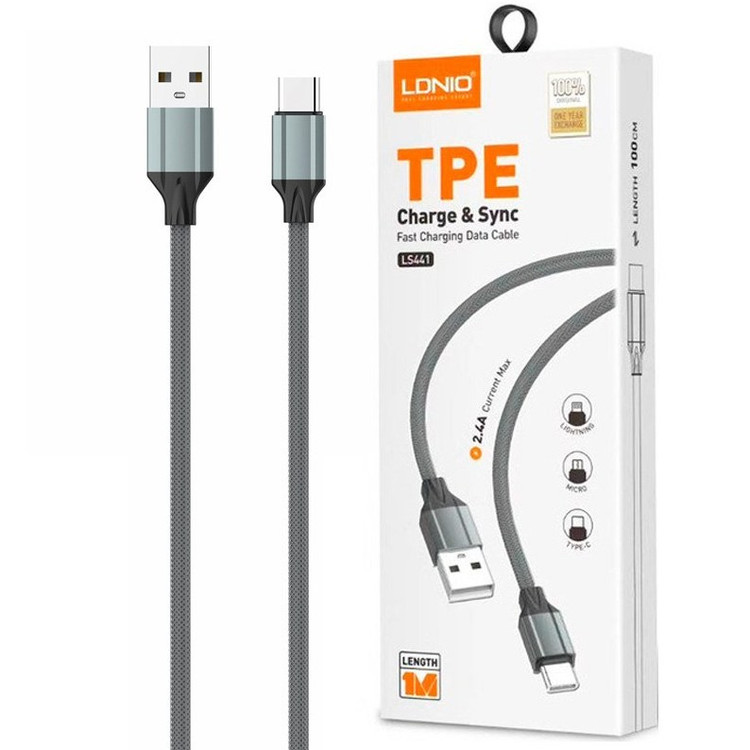 کابل شارژ USB به Type-C الدینیو (LDNIO) مدل LS441 طول 1 متر