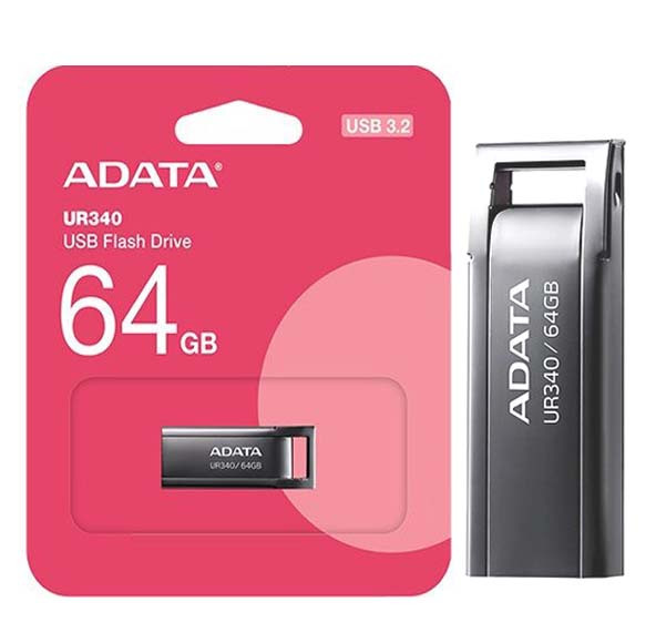فلش مموری ای دیتا UR340 USB 3.2 ظرفیت 64 گیگابایت ( گارانتی 60 ماهه آونگ)