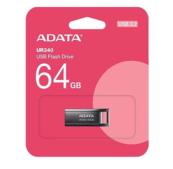 فلش مموری ای دیتا UR340 USB 3.2 ظرفیت 64 گیگابایت ( گارانتی 60 ماهه آونگ)
