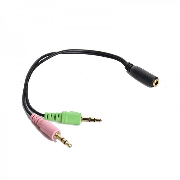 کابل تبدیل 1سر ماده به 2 سر نری صدا طول 20 سانتی متر