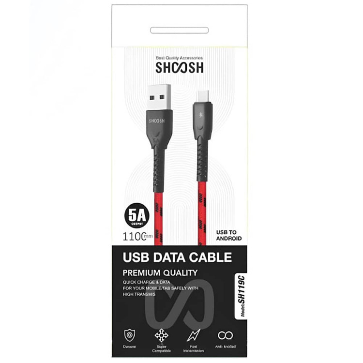 کابل شارژ USB به Type-C شوش (SHOOSH) مدل SH-119C (گارانتی 12 ماهه شرکت گسترش امواج کرخه)