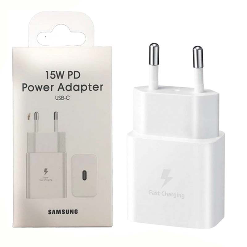 شارژر اصلی 15 وات سامسونگ ( Samsung )  صد در صد اورجینال رنگ سفید