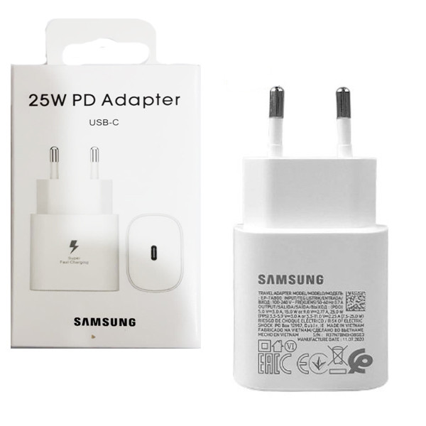 شارژر اصلی 25 وات سامسونگ ( Samsung ) صد در صد اورجینال رنگ سفید